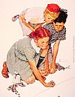 Norman Rockwell Canvas Paintings - Marble Champion